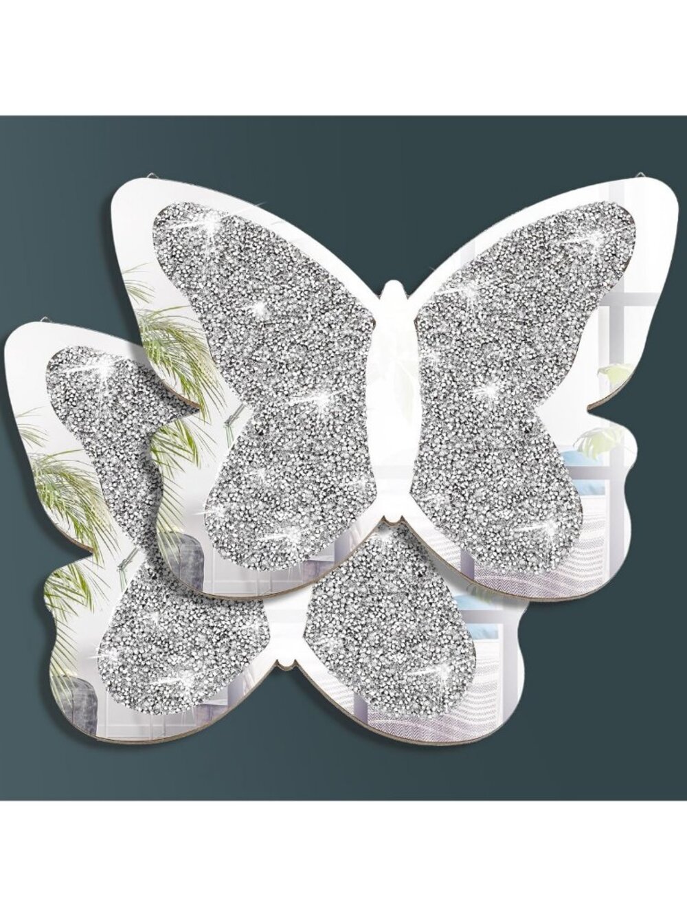 Butterfly Shaped Wall Mirror Set - 2 Pcs, 19.69" x 14.57", Decorative Home